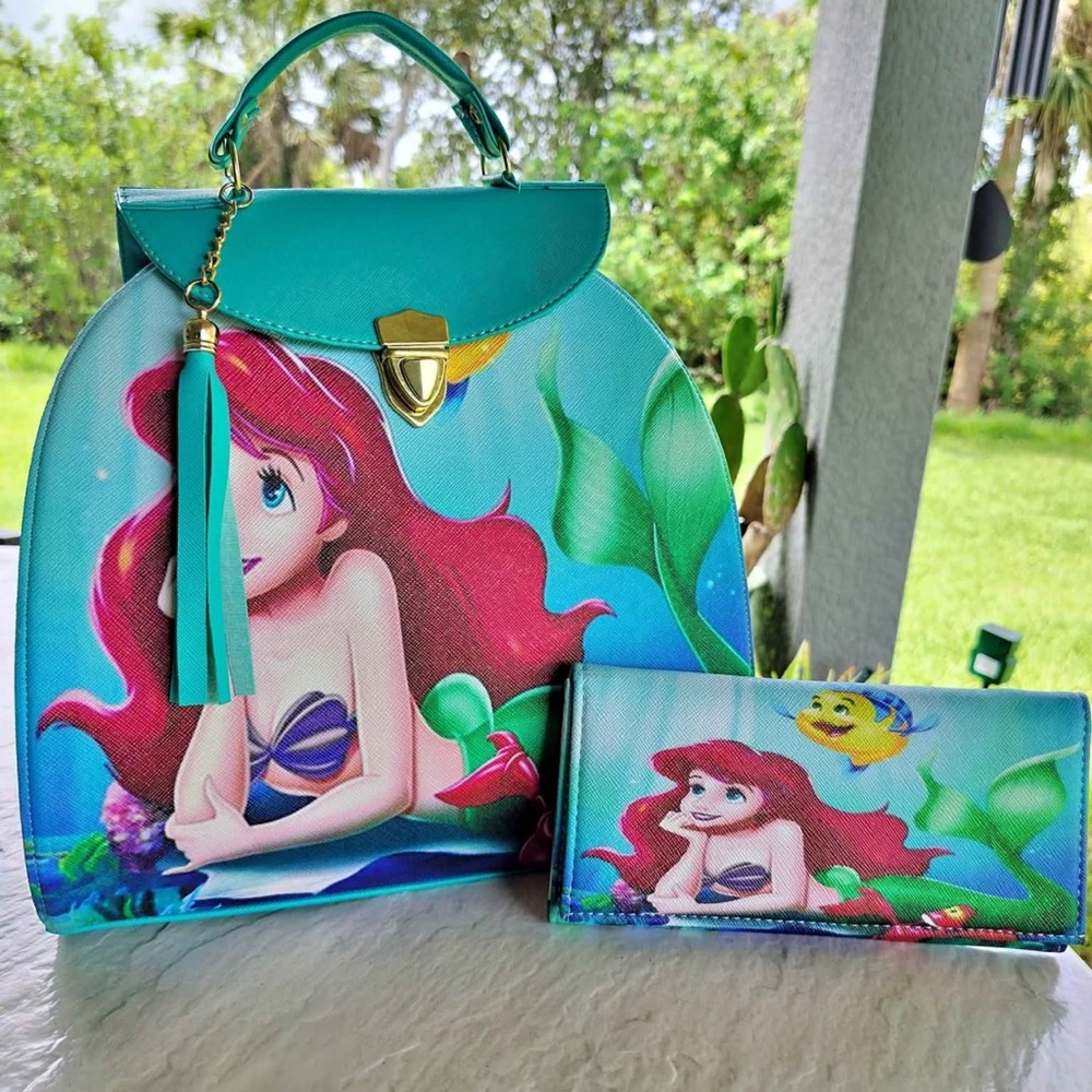 Disney Ariel Backpack and Wallet Set - Teal and Red